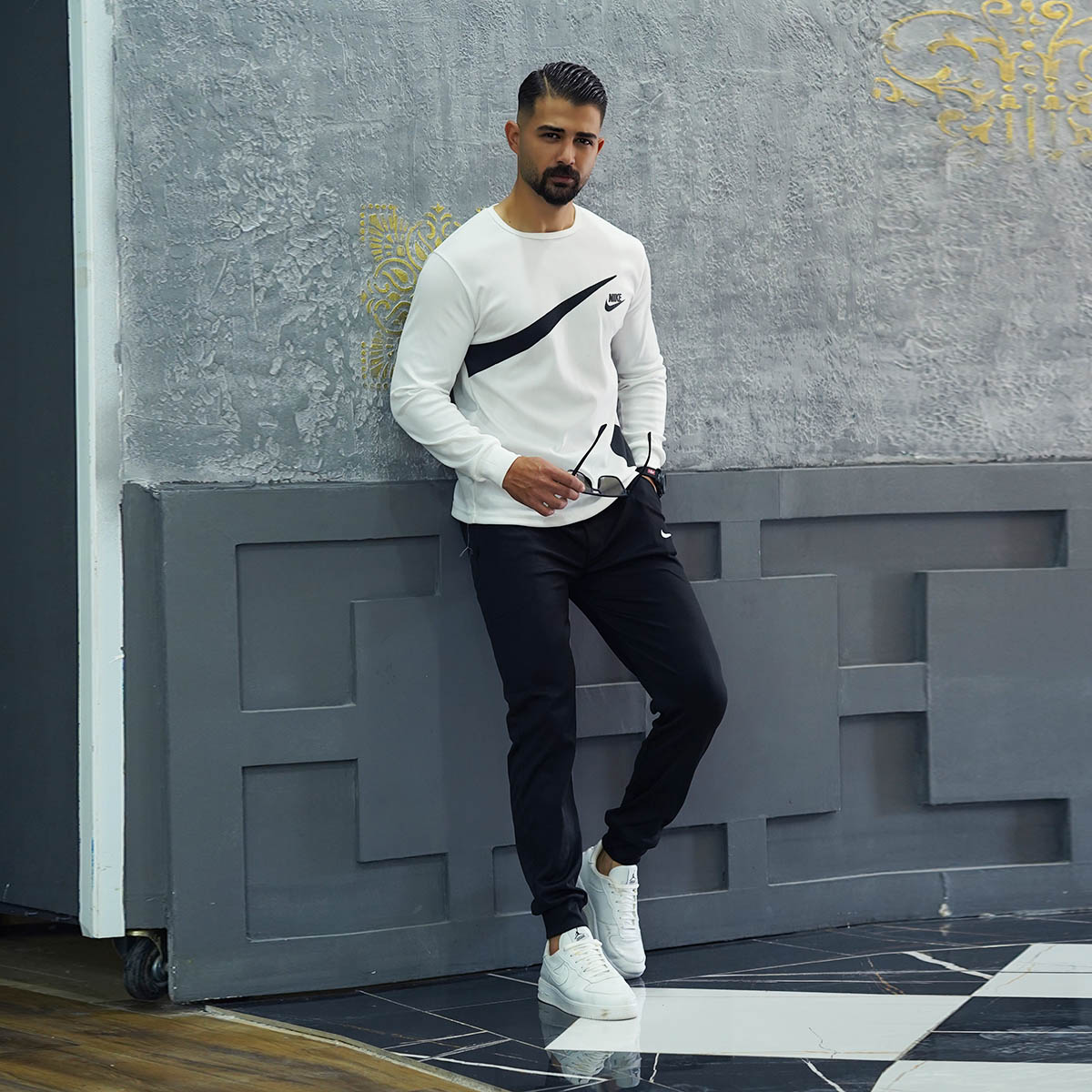 ست تیشرت آستین بلند شلوار سفید مدل Milano