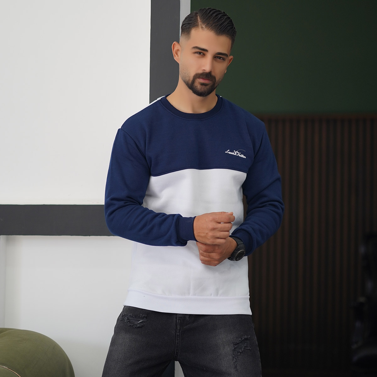 دورس مردانه سرمه ای سفید مدل Louis