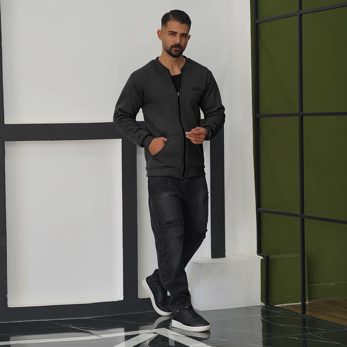 سوییشرت مردانه مشکی مدل GAP