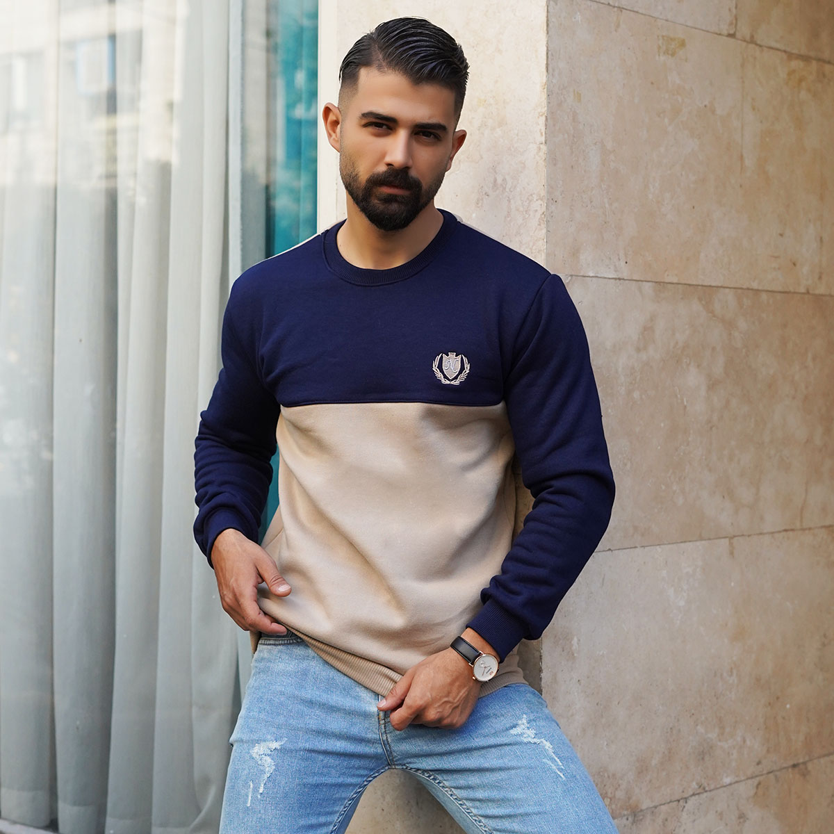 دورس سرمه ای کرم مردانه مدل ARSHAN