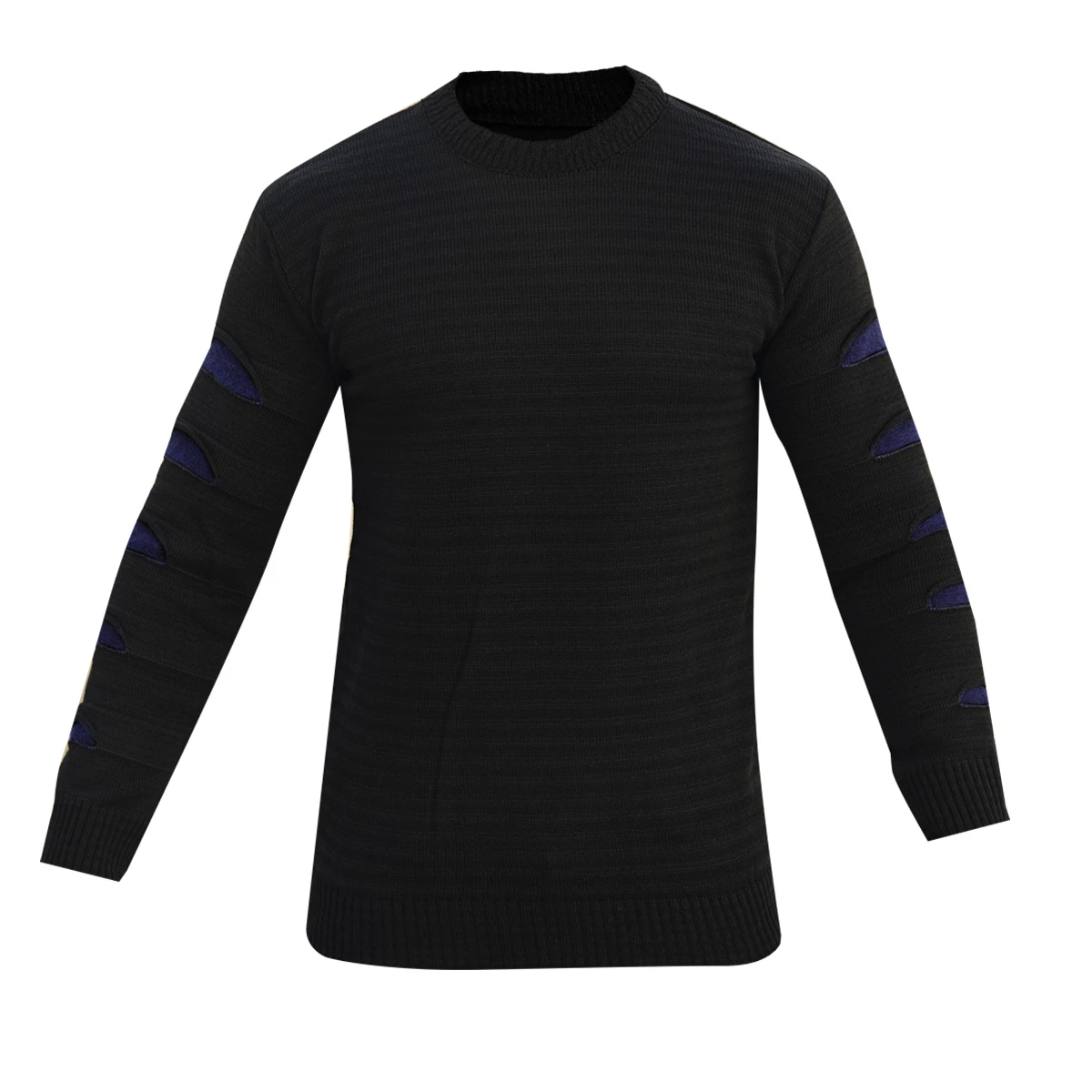 پلیور مردانه یقه گرد مشکی سرمه ای مدل Q20