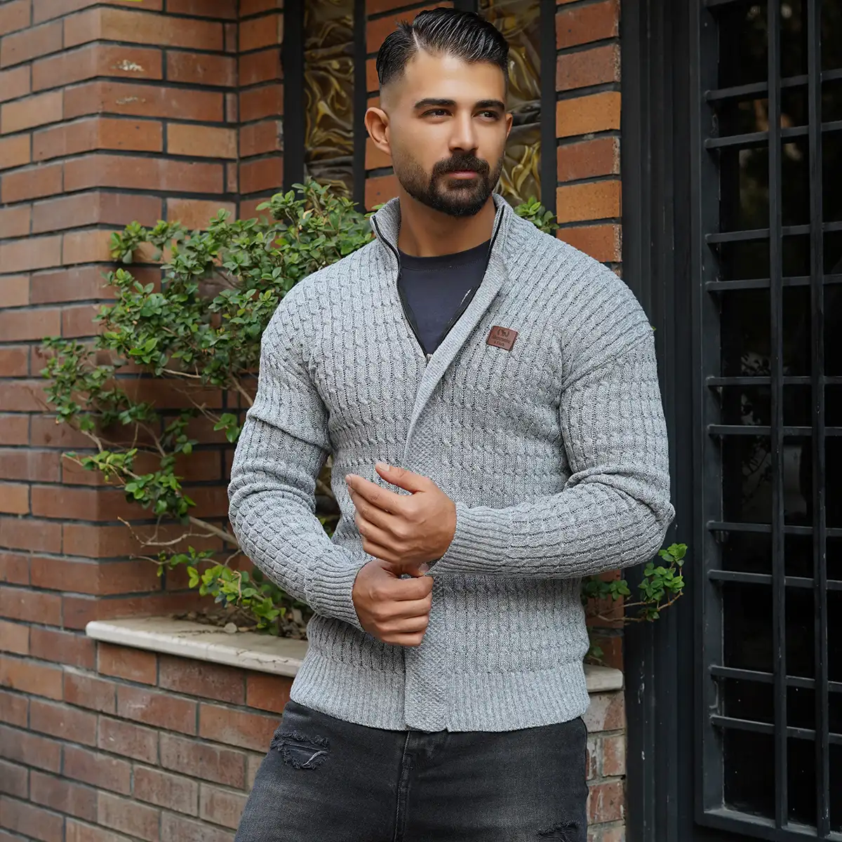 سوئیشرت بافت طوسی مردانه مدل OKSEN