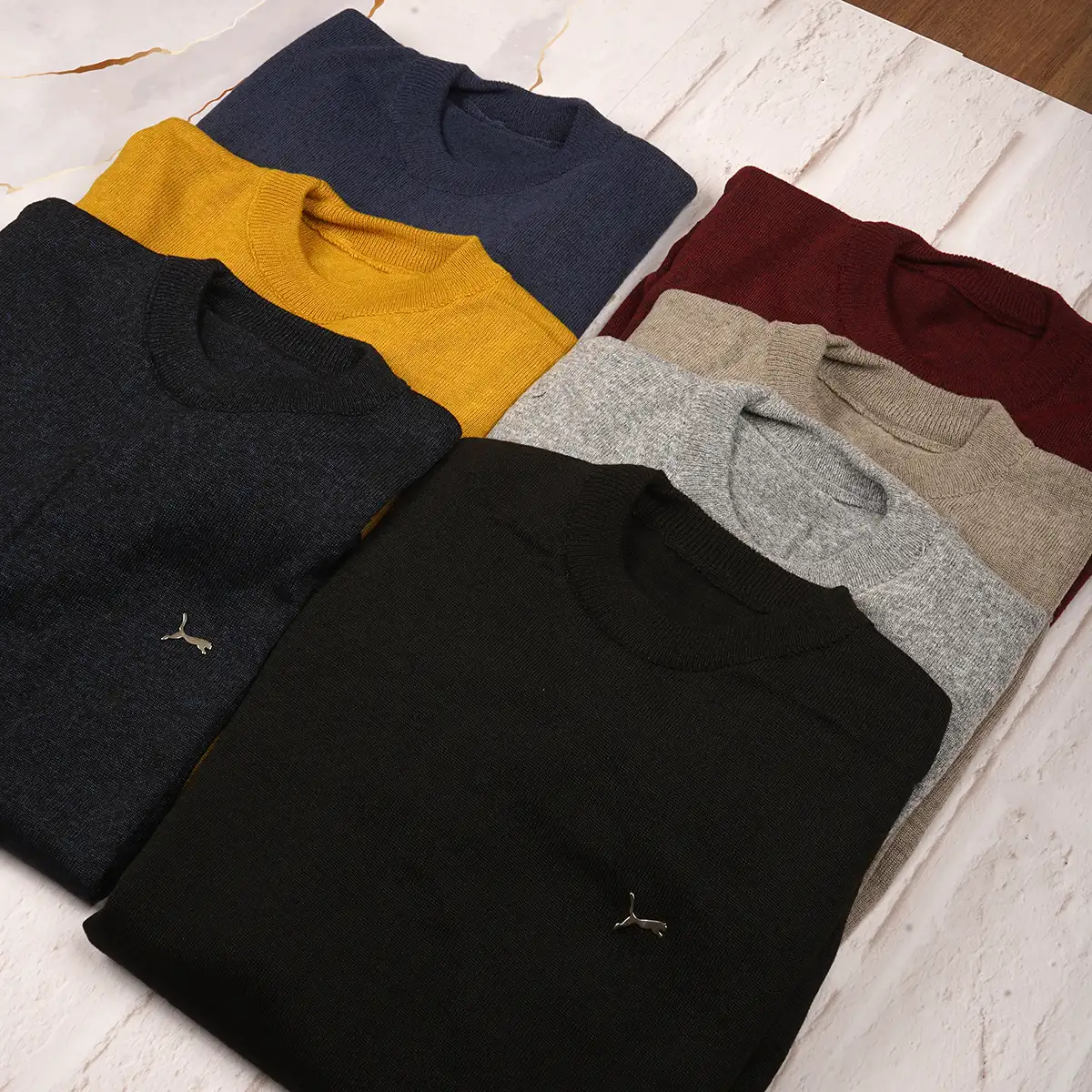 پلیور یقه گرد پوما سرمه ای مدل Danyal