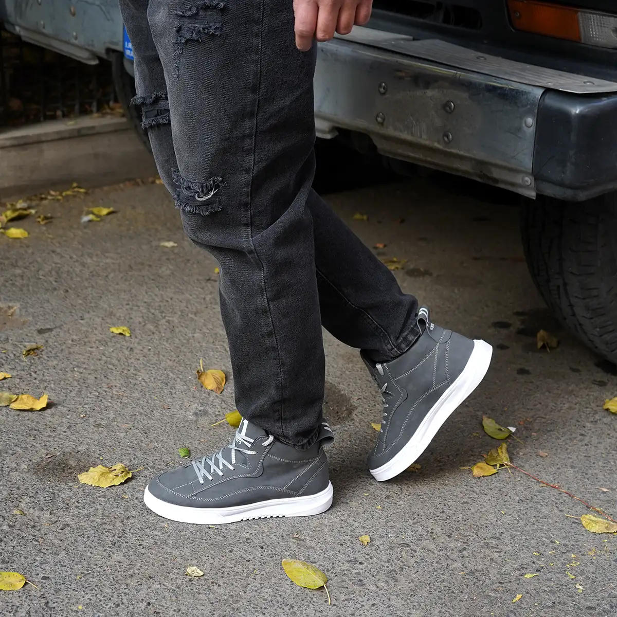 کفش ساقدار مردانه طوسی مدل 11qp