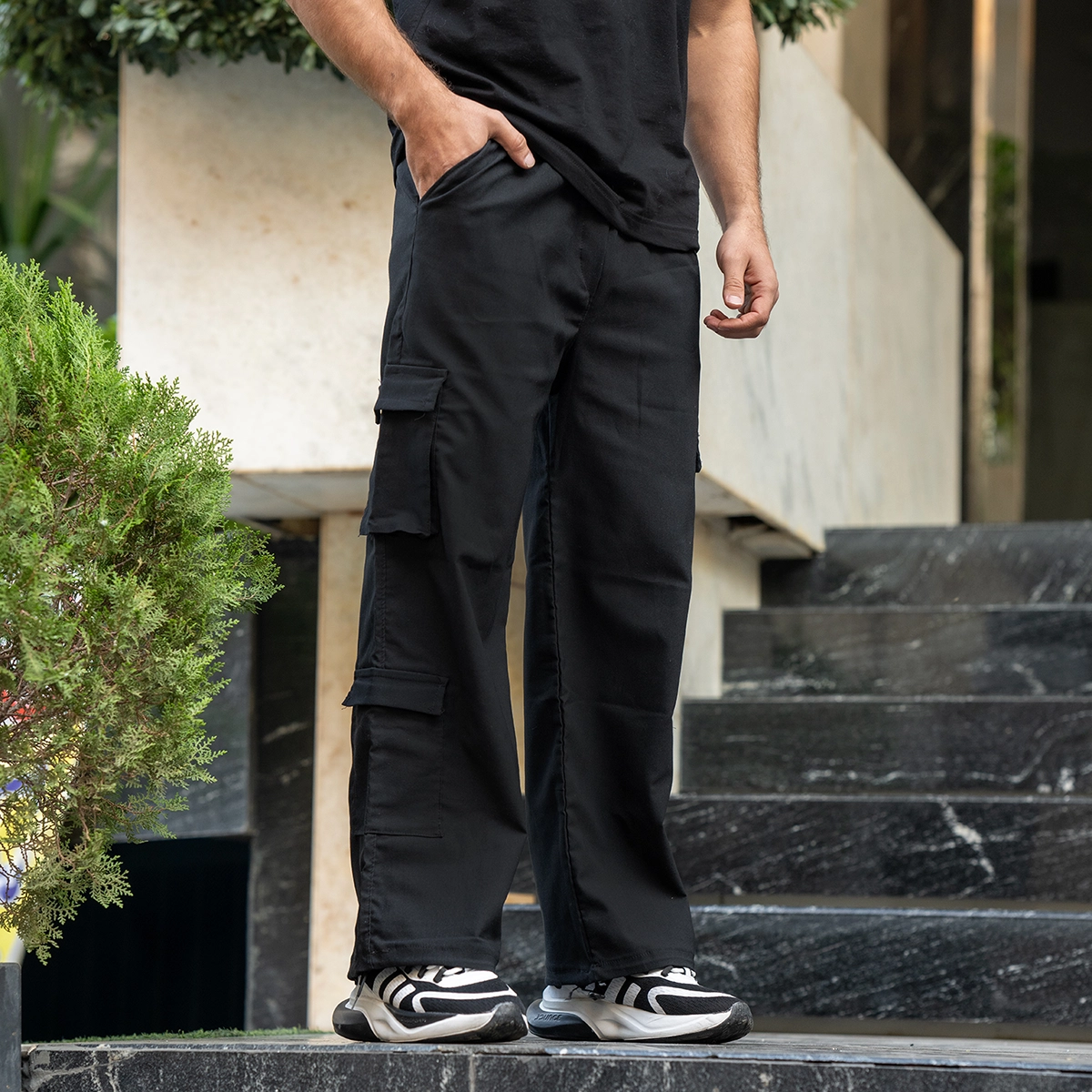 شلوار کارگو مردانه مشکی مدل ARON