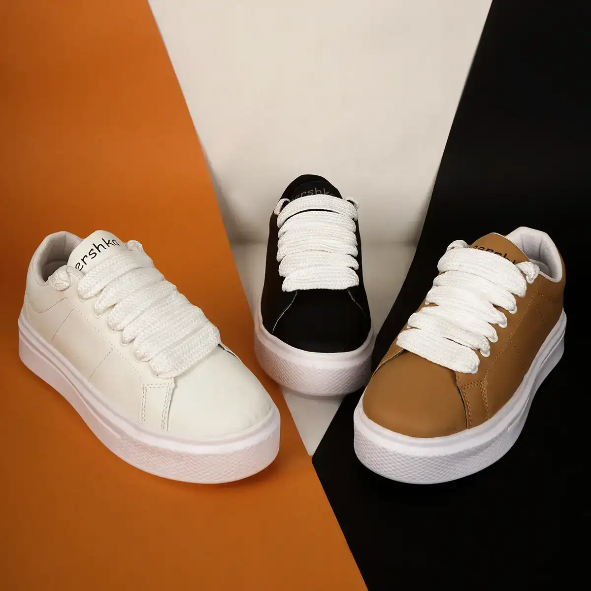 کفش تخت مشکی زیره سفید مردانه مدل MANIN