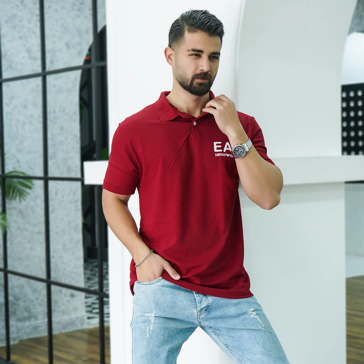 تیشرت قرمز مردانه EA7 مدل Nitan