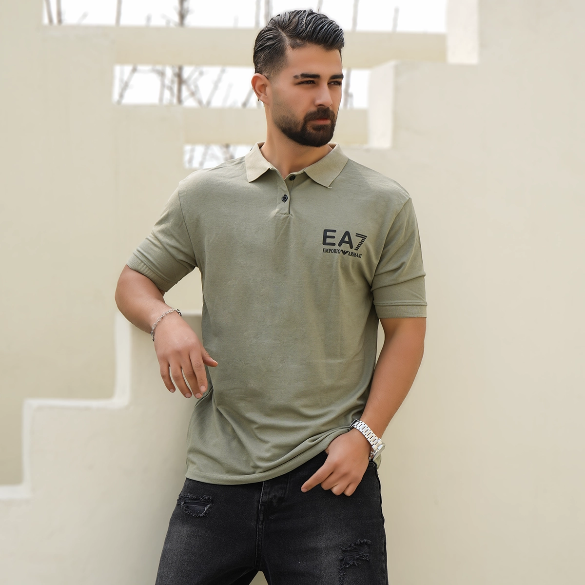 تیشرت سبز مردانه EA7 مدل Nitan