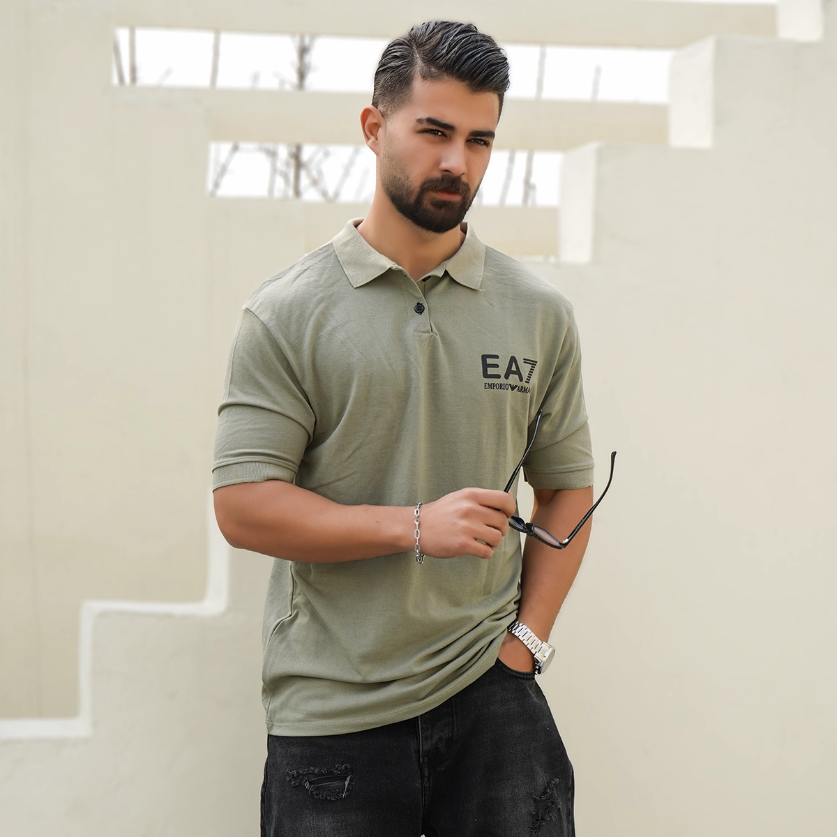 تیشرت سبز مردانه EA7 مدل Nitan