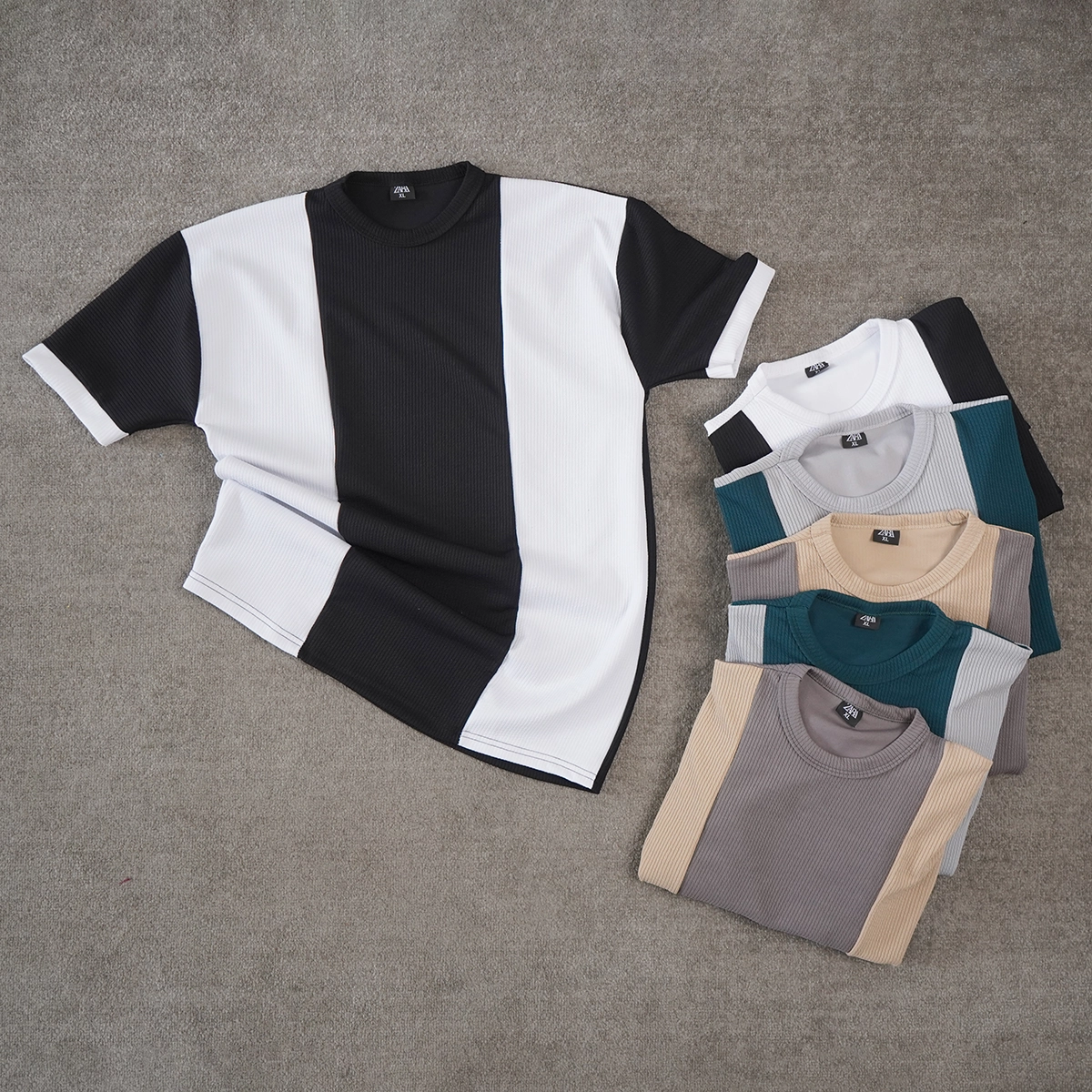 تیشرت مردانه طوسی کرم مدل Kaveh