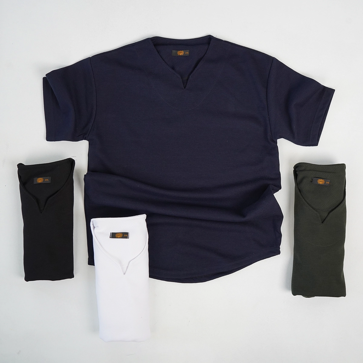 تیشرت سفید یقه کوبایی مردانه مدل Sorad