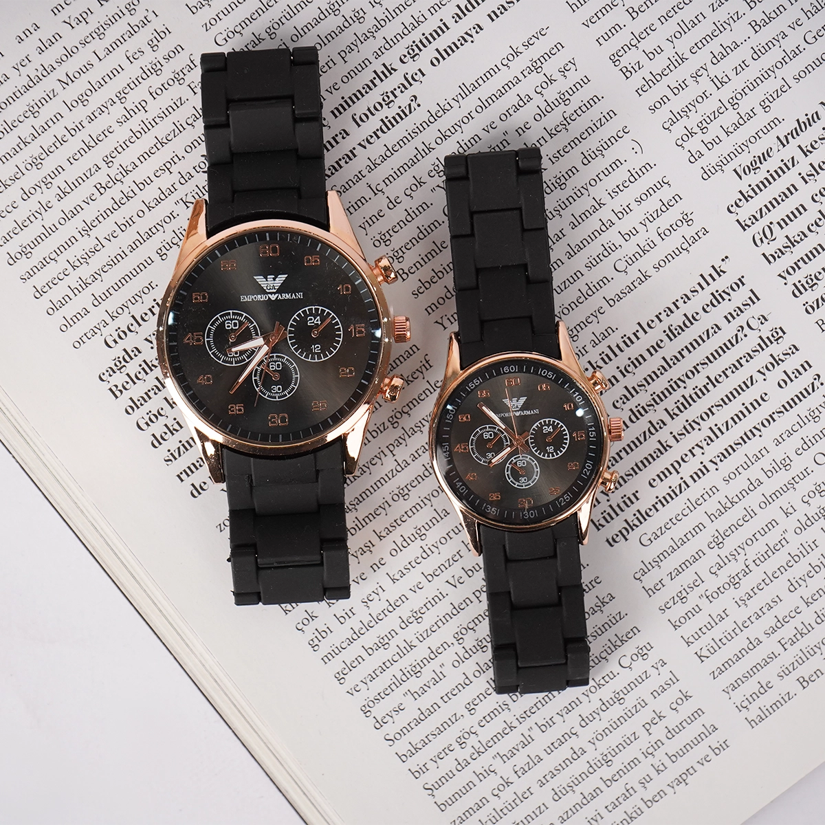 ست ساعت مچی مشکی مدل Armani