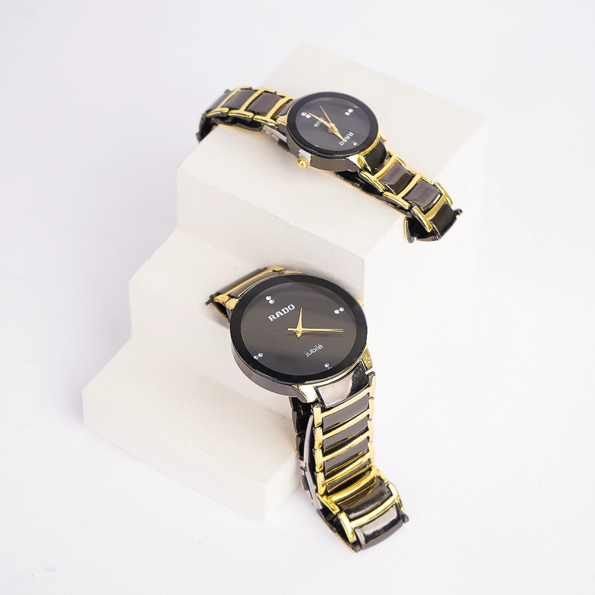 ست ساعت مشکی طلایی مدل Rado