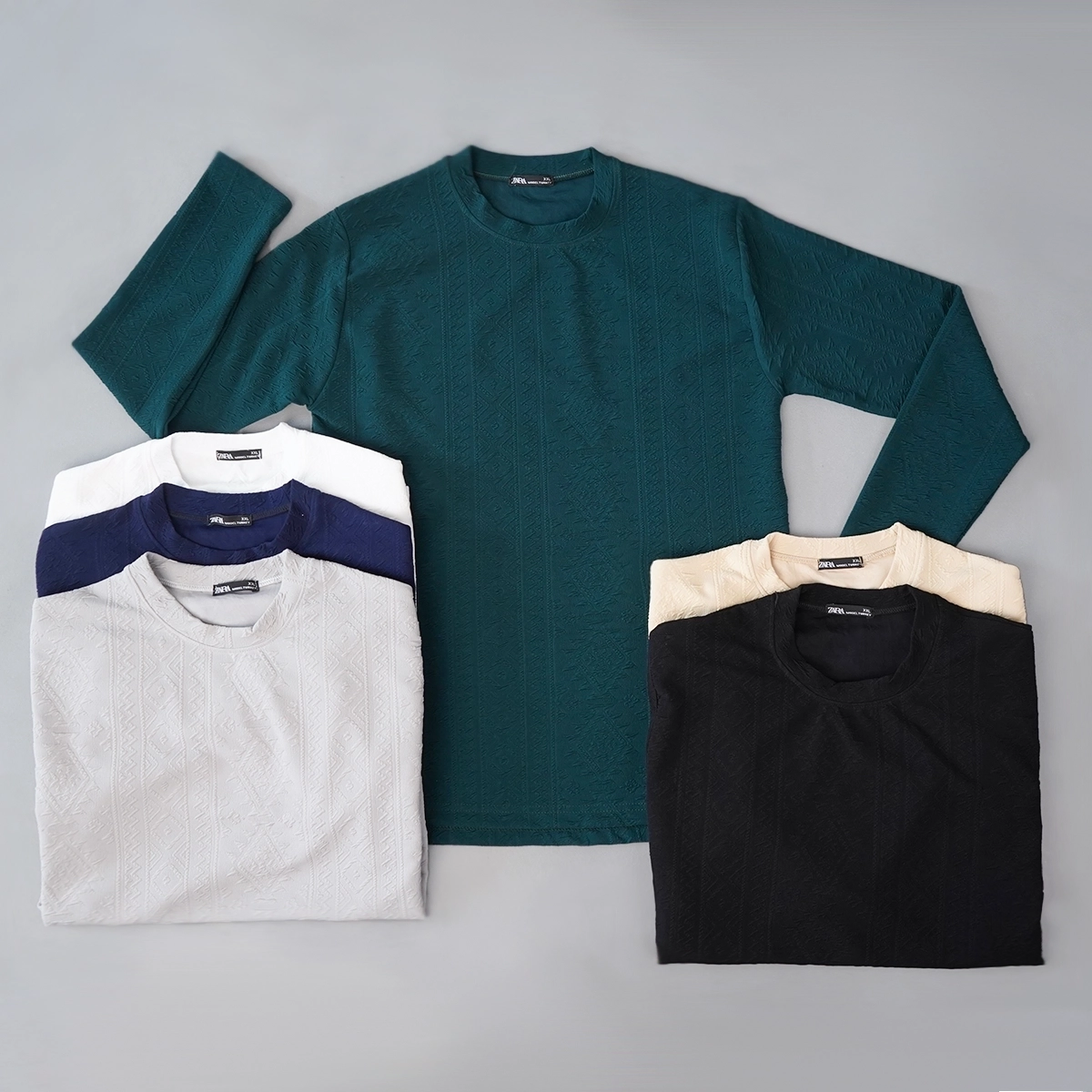 بلوز طرح دار مردانه مراکشی سرمه ای مدل Nikan