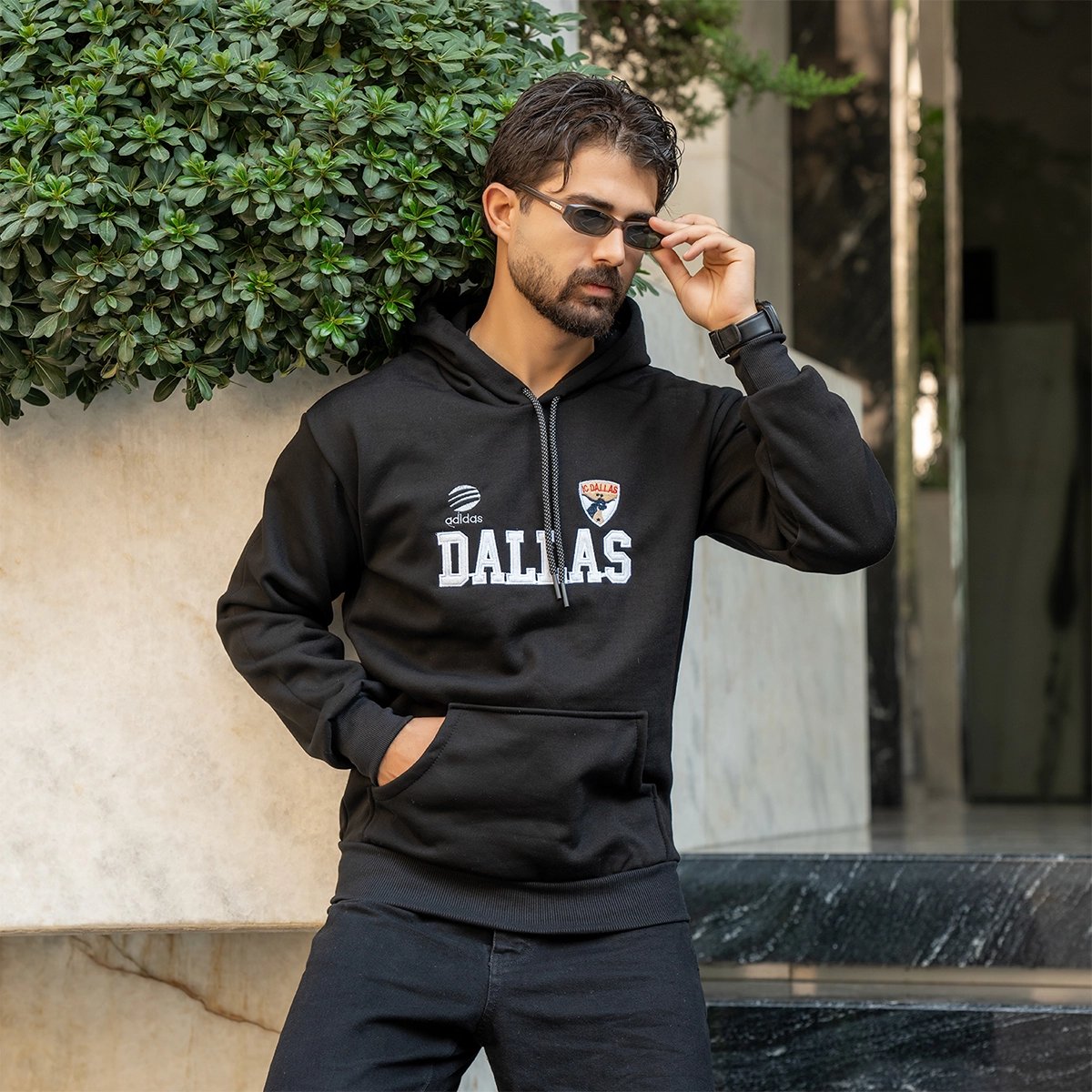 هودی مردانه مشکی مدل Dallas