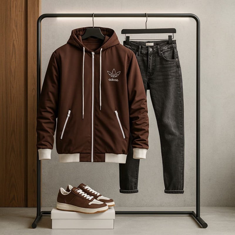 کاپشن بادی مردانه قهوه ای مدل P300