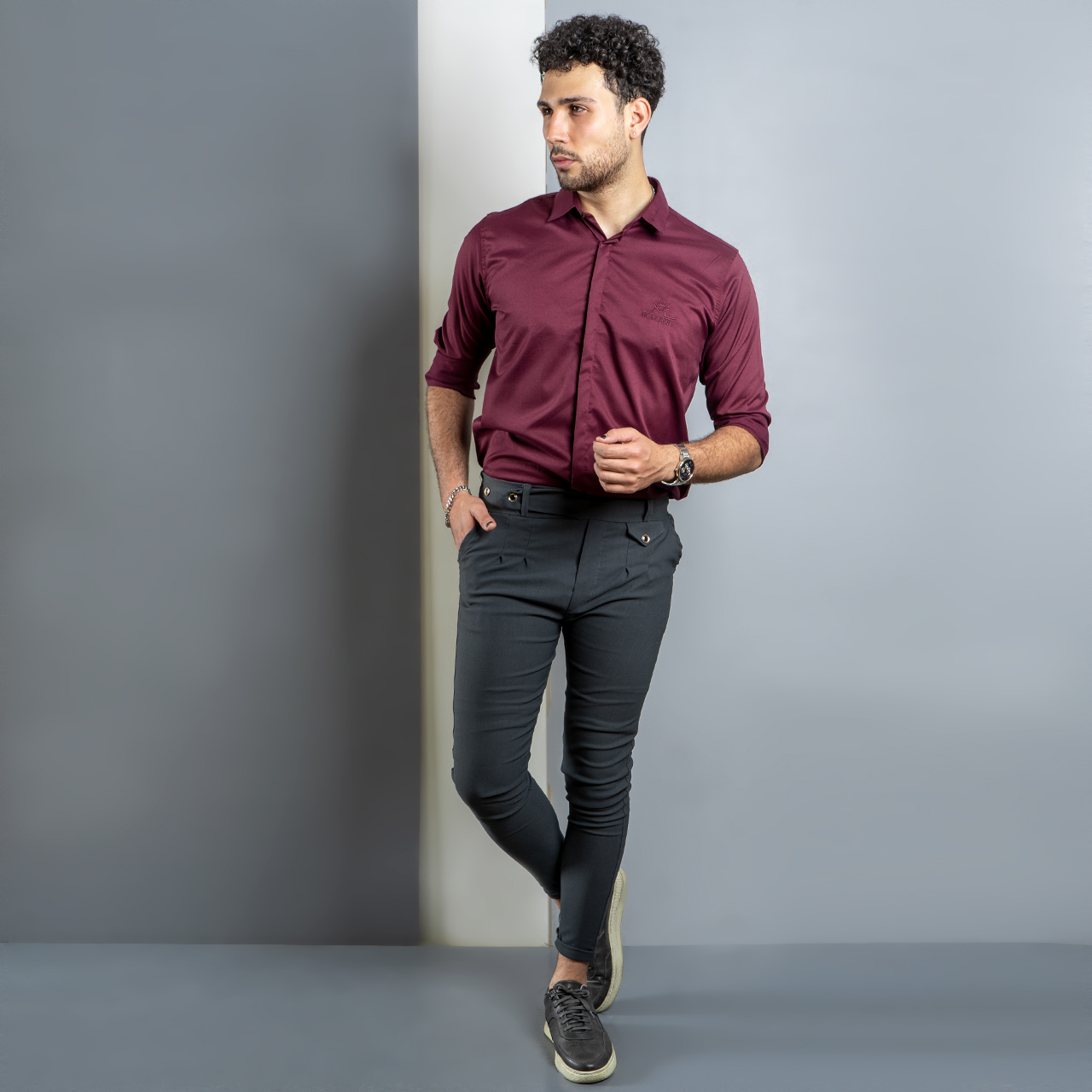 شلوار مردانه طوسی تیره مدل Aflak