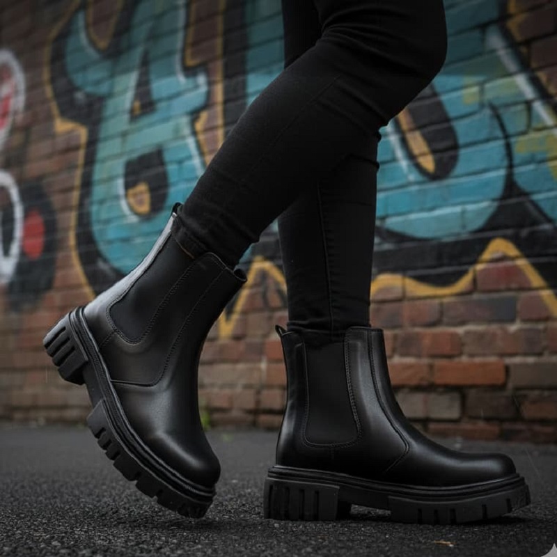 نیم بوت زنانه چلسی دوطرف کش-مشکی