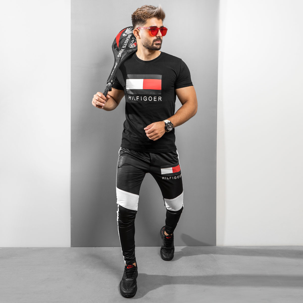 ست تیشرت شلوار Tommy Hilfiger مردانه مشکی مدل Pandura