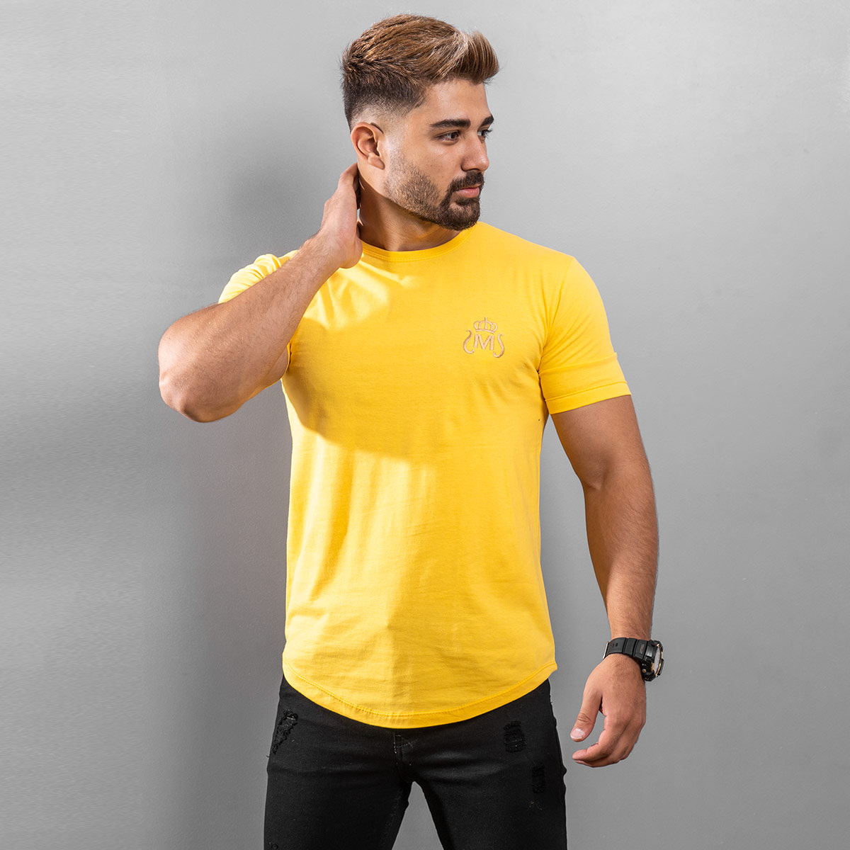 تیشرت مردانه زرد مدل Arat