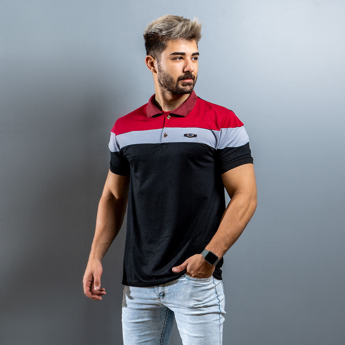 تیشرت Fashion مردانه زرشکی مشکی مدل Garland