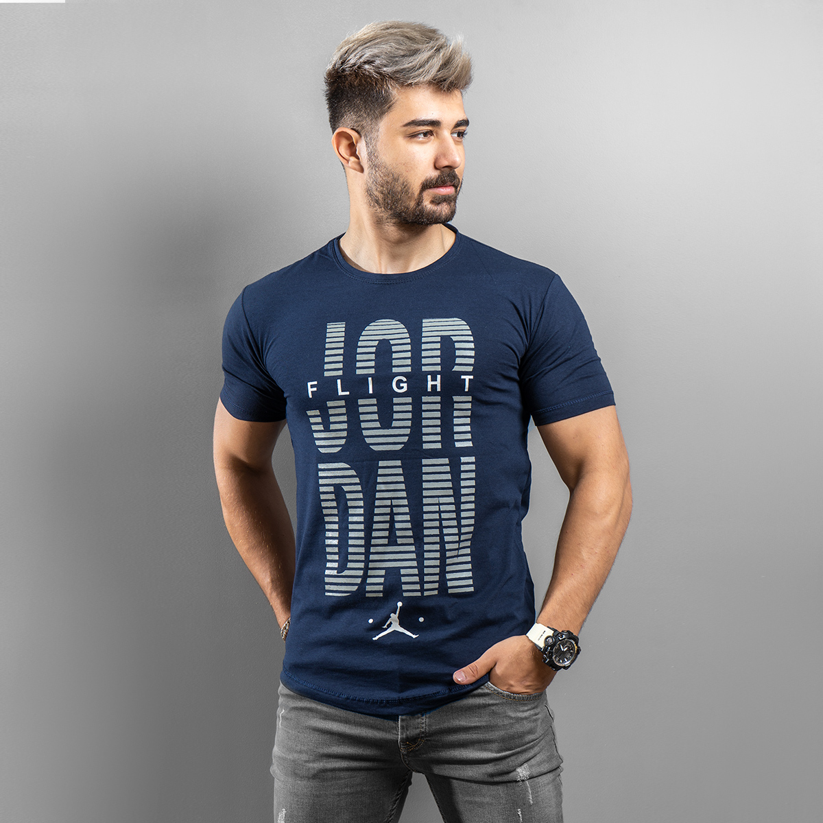 تیشرت Jordan مردانه سرمه ای مدل Tanava