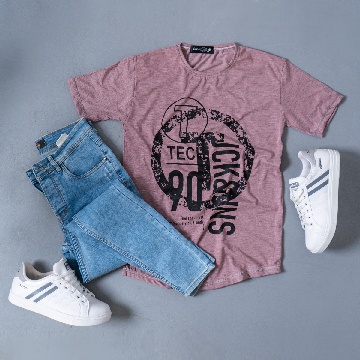 تیشرت مردانه صورتی مدل Romer