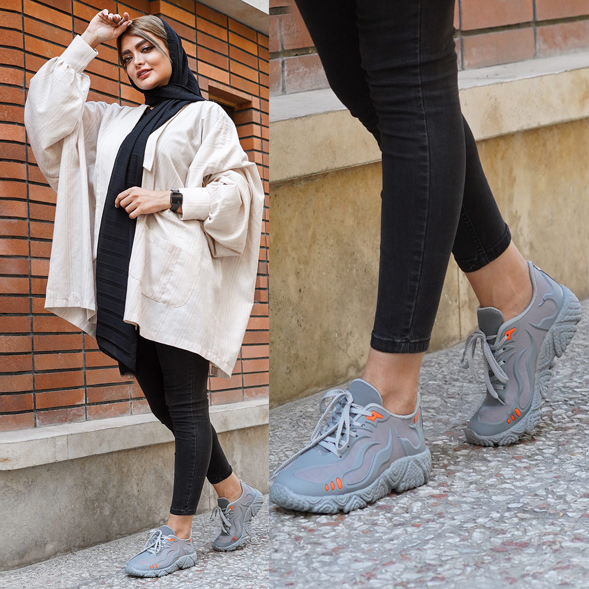 کفش ورزشی Fire زنانه طوسی مدل Neda